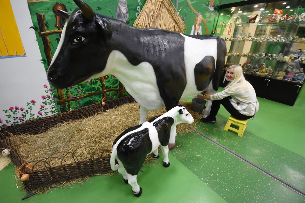 В музее можно подоить корову