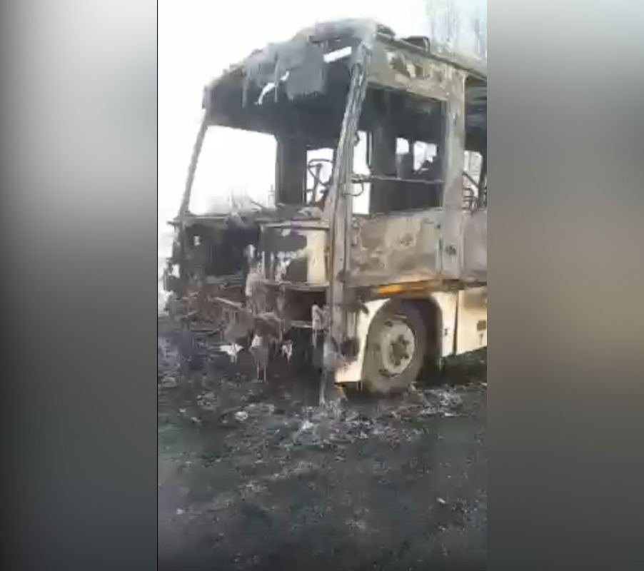 В Воронежской области сгорел дотла рейсовый автобус