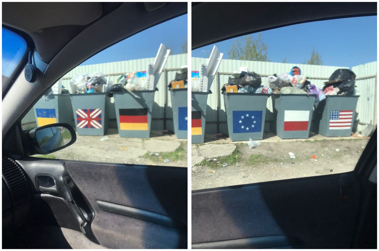 Мусорные баки с&nbsp;флагами Украины и&nbsp;других европейских стран появились под&nbsp;Воронежем