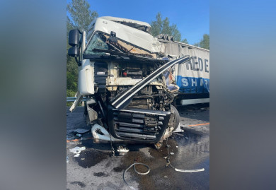 Три грузовика столкнулись на трассе в Воронежской области: есть пострадавший 