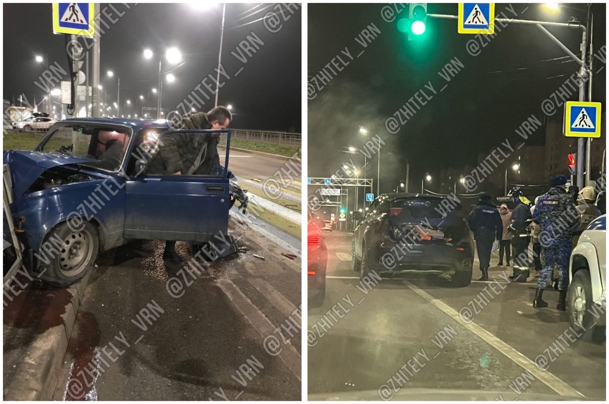 <p>Последствия аварии: слева ВАЗ, справа — BMW</p>