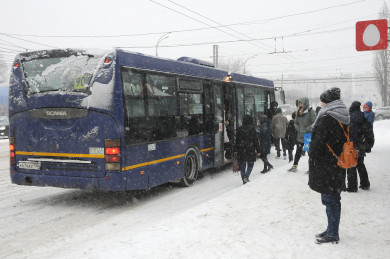 Воронежанка замерзает на остановке в ожидании автобусов популярных маршрутов