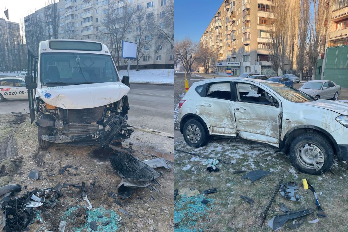Иномарка врезалась в маршрутку в Воронеже: есть пострадавшие&nbsp;