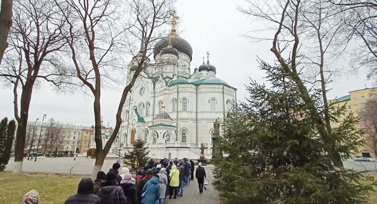 Многометровая очередь выстроилась у Благовещенского собора в Воронеже