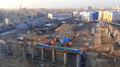 Реконструкцию стадиона «Факел» в Воронеже показали на видео с высоты