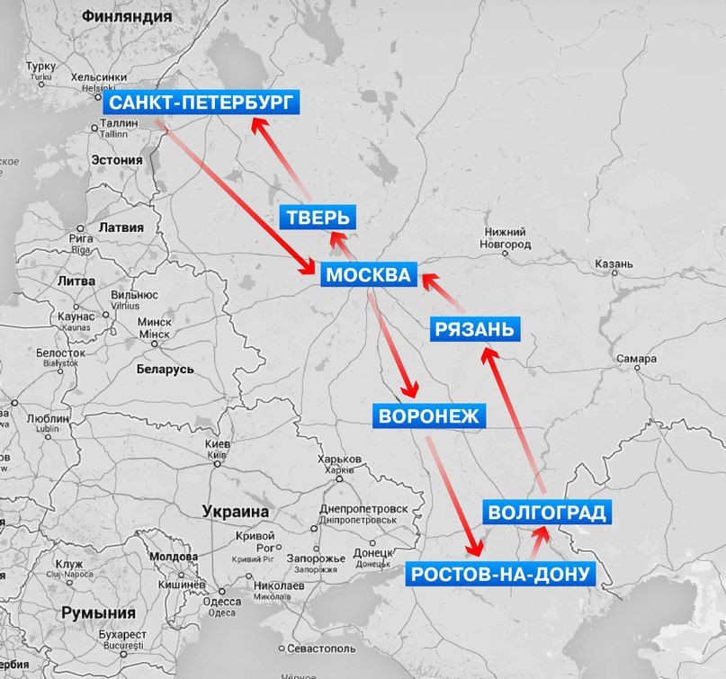 Карта москва рязань волгоград