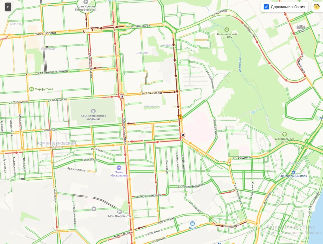 4-километровая пробка сковала оживлённую воронежскую улицу