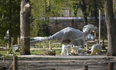 В воронежском парке «Орлёнок» монтируют фигуры динозавров (ФОТО)
