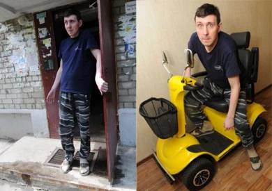 Воронежский инвалид не может выехать из подъезда из-за бетонного порожка на крыльце