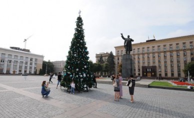 На площади Ленина всё-таки поставили новогоднюю ёлку