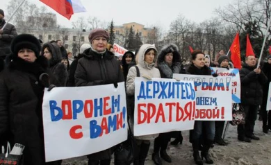 В Воронеже на митинг в поддержку украинского народа пришло около 5 тысяч человек