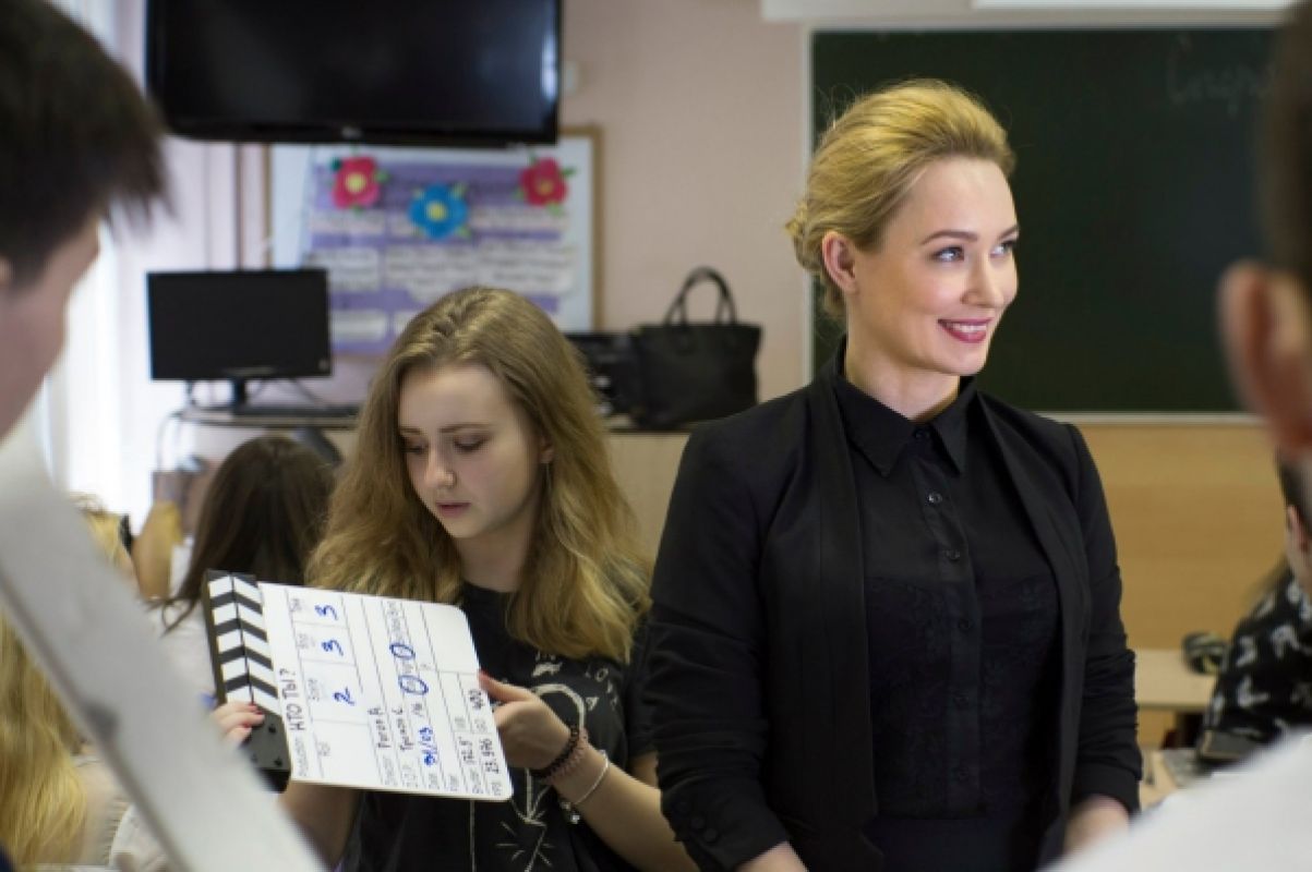 Анастасия Панина на съёмках фильма воронежских школьников