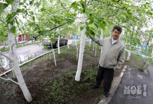 Вячеслав Чумертов и его сад во дворе