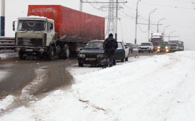 Воронежские полицейские спасли водителя фуры на заснеженной дороге
