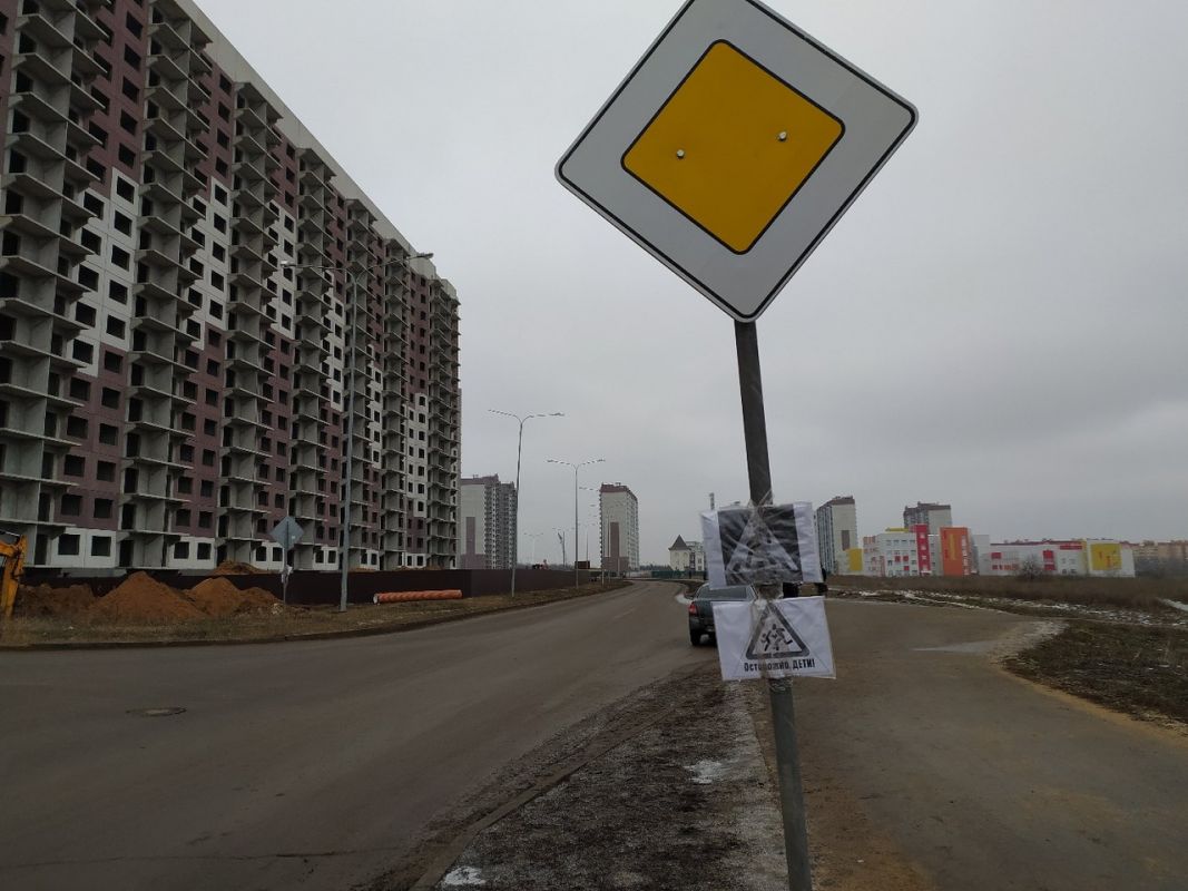 Воронежцы вешают на столбы распечатанные на принтере дорожные знаки